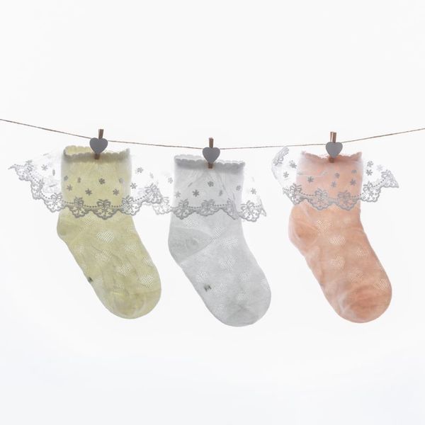 

2pcs breathable cotton lace ruffle princess mesh socks children ankle short sock white pink yellow baby girls kids toddler