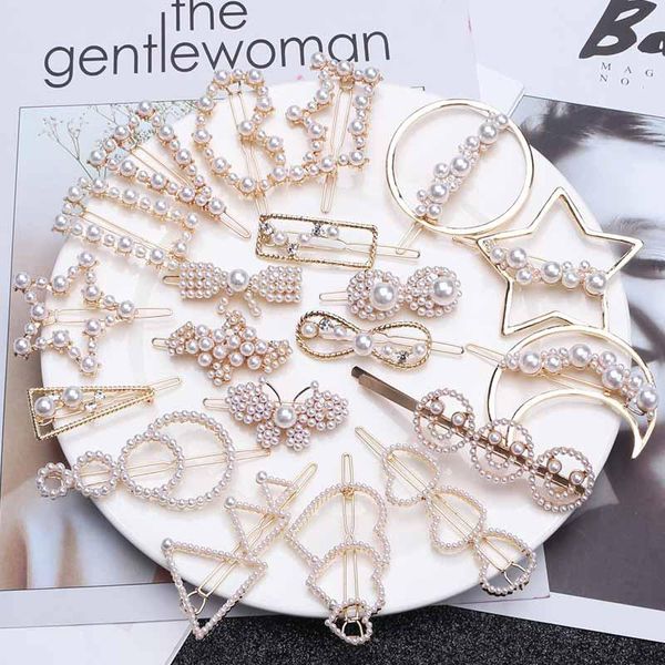 

pearl hair clip women barrettes hairpins crystal heart crowns tiaras wedding bridal hair accessories head jewelry hairwear tpaod, Black