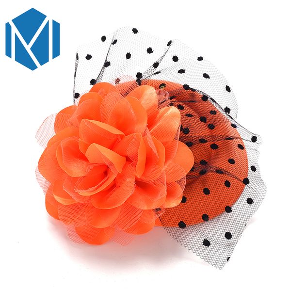 

m mism girl ladies flower hat hairgrip party cocktail with rose dot veiling hair clip lace cap wedding hairpins women gifts