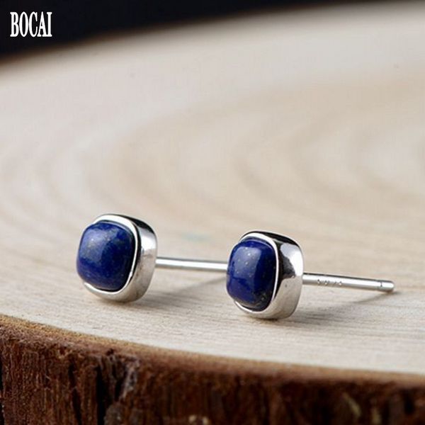 

100%925 silver natural lapis lazuli earrings for woman s925 silver jewelry simple ladies square earrings women's, Golden;silver