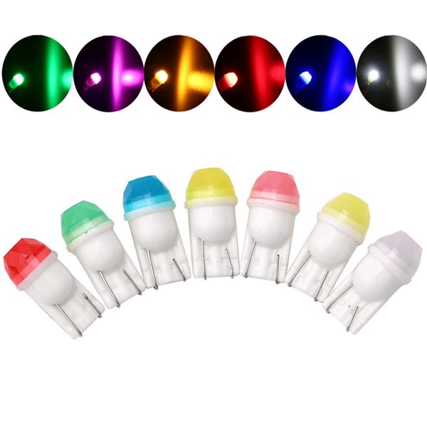 

50x t10 led light ceramic 3d cob auto car bulb reading light license plate lights diamond shape 30ma w5w 194 192 168 12v