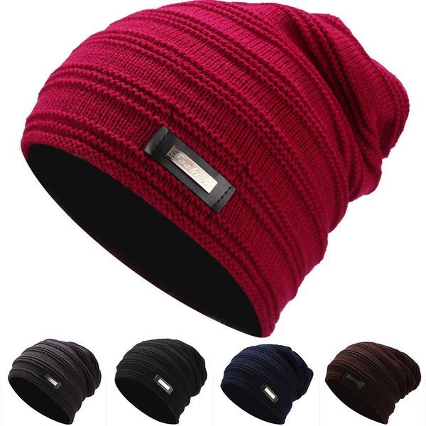 

feitong 2019 style winter knitted autumn beanie men women winter down headgear solid color pile cap casual earmuffs hat #906