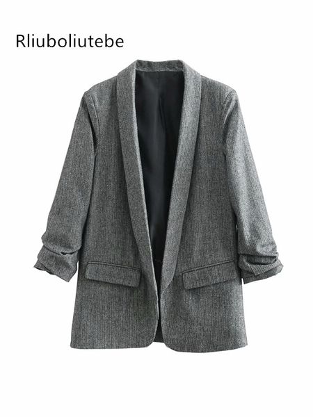 

boyfriend women blazer ladies suit coat suit jacket long sleeves vintage casual work office lady coat mujer cardigan blazer, White;black