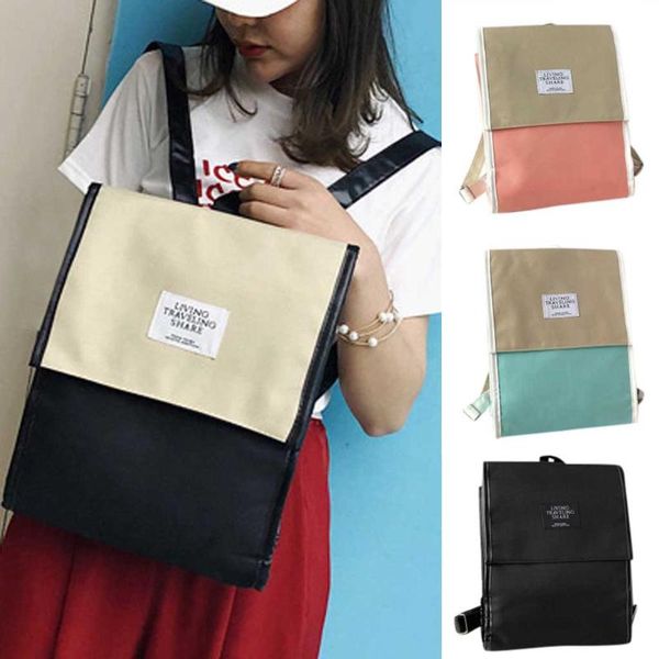 

women 2019 new fashion contrast color backpack student bag casual computer bag