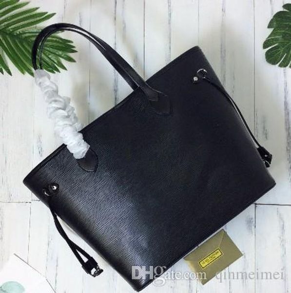 

epi water ripple oxidize leather quality never full women handbag gm/mm shoulder bags totes 40882 black and red colors