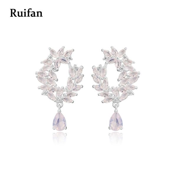 

clearance sale waterdrop pink cubic zirconia 925 sterling silver drop earrings for women christmas jewelry yea047, Golden;silver