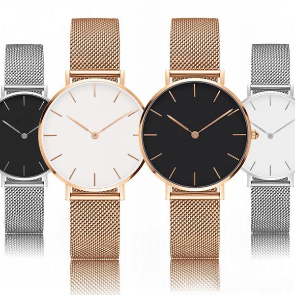 

new trend girls'steel belt fashion watch 32mm 36mm 40mm men's and women's watches rose, gold, quartz watch, diamond clock, he, Slivery;brown