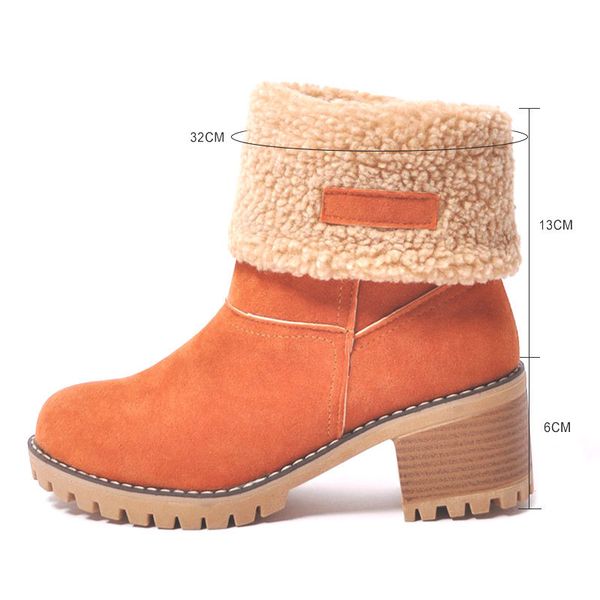

fanyuan new women winter outdoor keep warm fur waterproof women's snow boots thick heel with round head short boot mx200324, Black