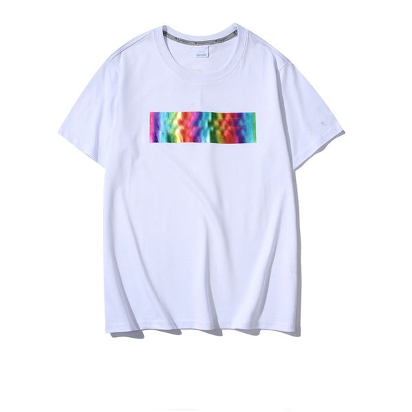 

mens t-shirt new designer short sleeve tee colorful print with letters trendy street style male's wear breathable tees, White;black