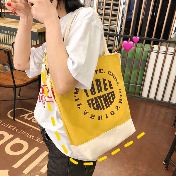 

2019 spring new products korean-style style canvas backpack simple printed letter contrast color one-shoulder cross-body dual pu