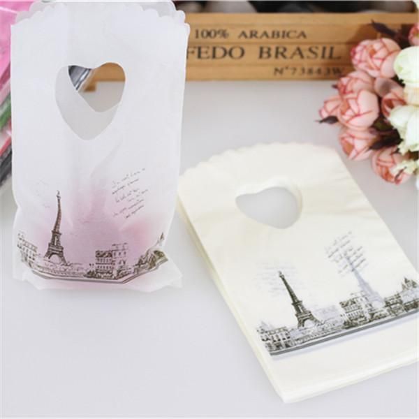 

wholesale-2015 new style wholesale 50pcs lot eiffel tower plastic gift bags with handles mini jewelry gift bags