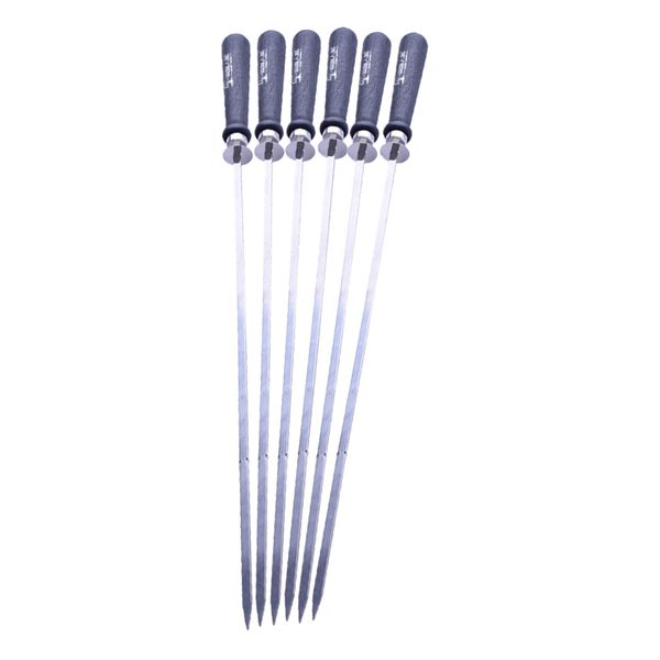 

set of 6 barbecue skewers grilling tool reusable steel