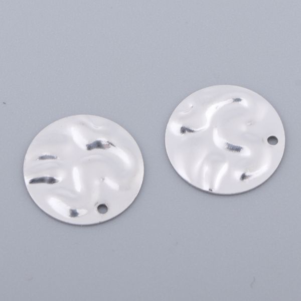 

2pcs s925 sterling silver circle charms pendants concave-convex disc tags, Black