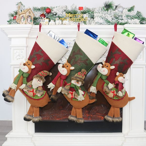 

large christmas stocking santa claus sock gift holder christmas tree decoration new year gift candy bags