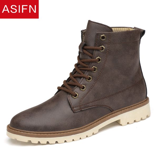 

asifn warm men winter boots men leather shoes waterproof rubber leisure england retro shoes for male big size, Black