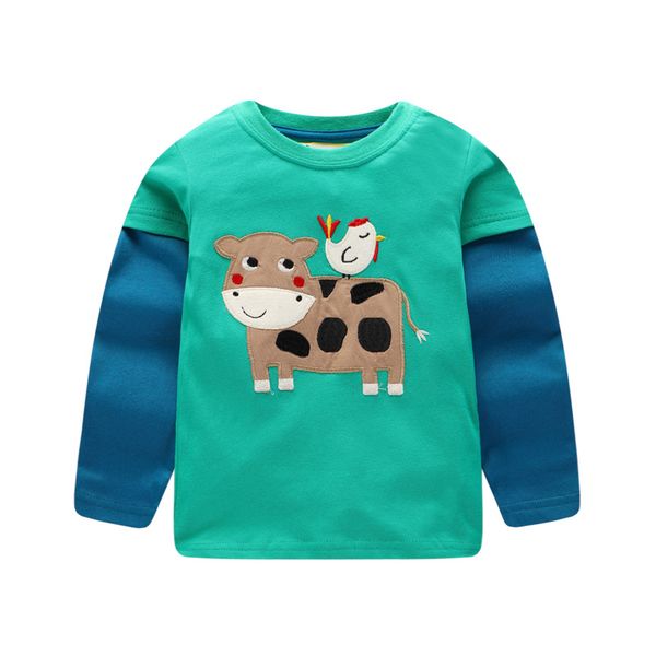 

cenkibeyra baby girl t-shirt autumn toddler kid girls cartoon appliqued long sleeve t-shirt cotton clothing, Blue