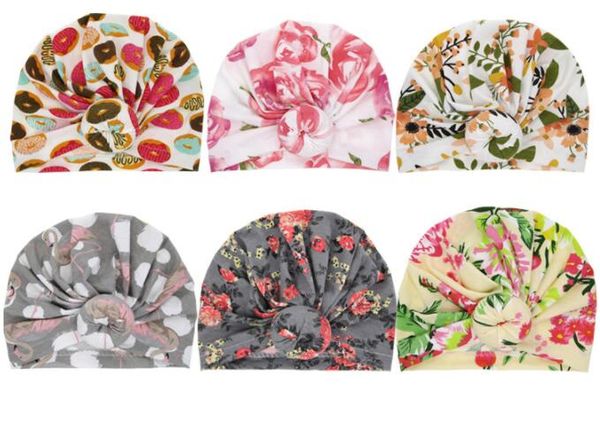 

beanie baby wraps with caps knot decor kids girls hair accessories hats kids knot turban head children winter spring printing hxklk, White;black