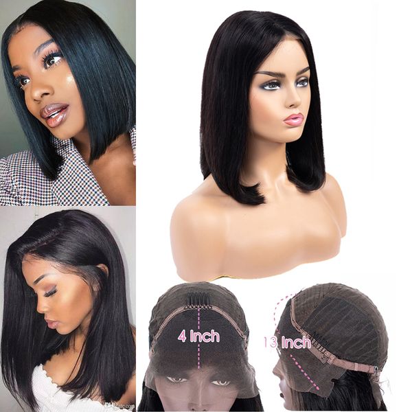 

short ear to ear lace lace frontal human hair wigs bob wig 13x4 lace wig for black women brazilian straight hair bob wigs, Black;brown