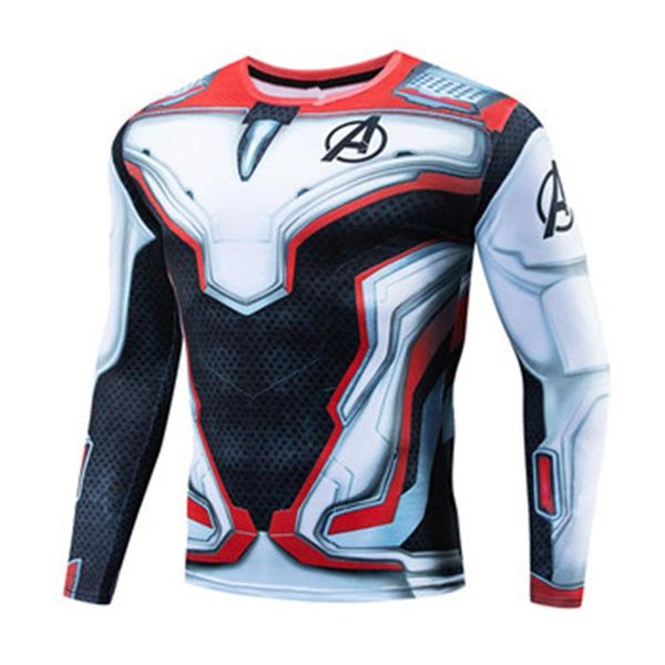 

movie superhero league men 's print t-shirt marvel series fitness long-sleeved tshirt quantum compression shirt size s-4xl, White;black
