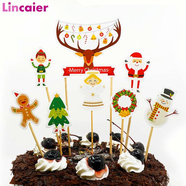 

8pcs elk cupcake ers 2019 merry christmas decorations for home table ornaments happy new year 2020 xmas decor santa claus