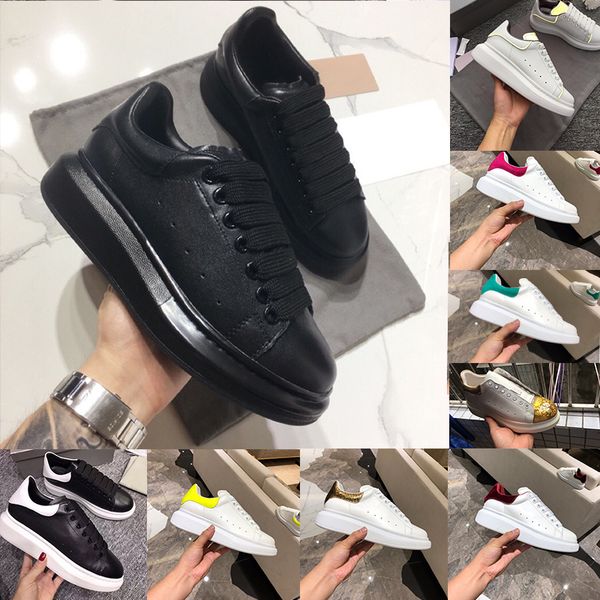 

2019 luxury designer men women sneakers mcqueens leather flange wrap casual shoes classic balck pure white men women shoes with box, Black
