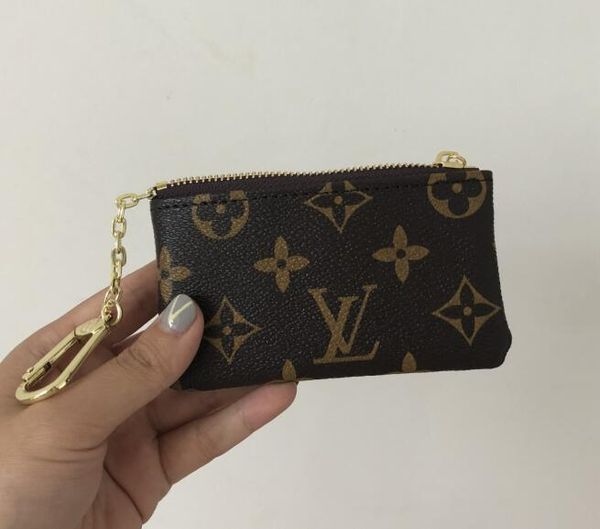 

4-color key pouch damier yr lv leather grip classic ladies keychain coin bag small leather bag, Silver