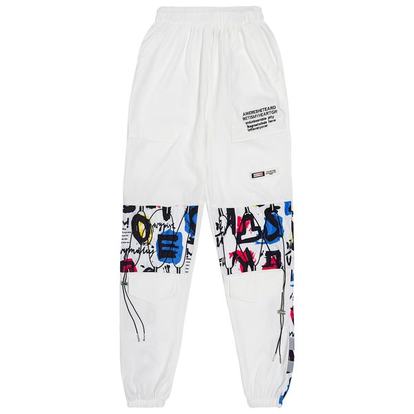 

new brand fashion "enchusirsmic" autumn men joggers youth style casual hip hop streetwear double colors patchwork cargo pants, Black