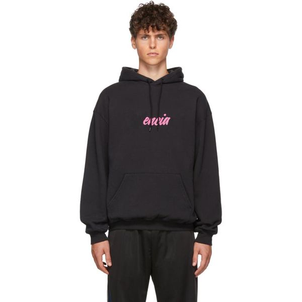 

19fw classic pink logo printed hoodies sweatshirts fashion casual solid hooded pullover spring autumn winter street hoodie sweater hfymwy296, Black