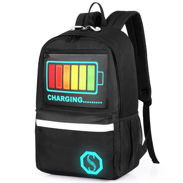 

drop shipping] 2018 multifunctional noctilucence school bags intelligent voice control nigh lighting backpacks with gift (b318