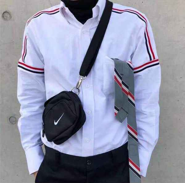 

tide brand oxford shirts men women casual long-sleeved striped shoulder color ribbon shirt european american dress shirt men wholesale, White;black