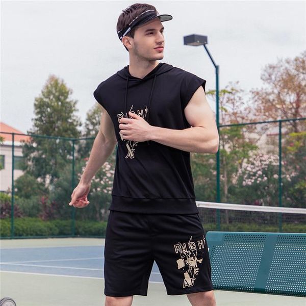 

мода колен костюмы подростков 2pcs letter printed trucksuits лето mens конструктора с капюшоном с коротким рукавом наборы петухов, Gray