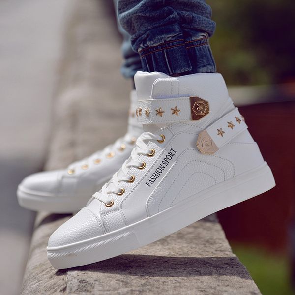 

2019 new high men casual shoes fashion korean version white men shoes wear-resistant flats male u3-90, Black