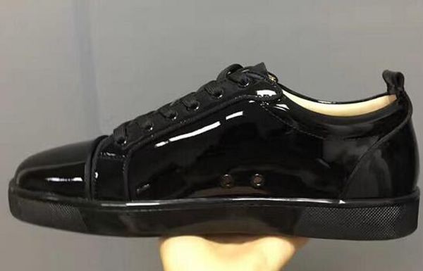 

junior without spiked blue suede shoes red bottom flats shoes for men women studded spikes party lovers luxurious leisure casual sneakers, Black