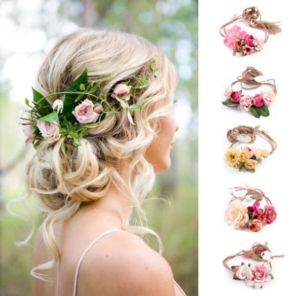 

Women Wedding Boho Flower Hair Garland Crown Headband Floral Wreath Hairband UK