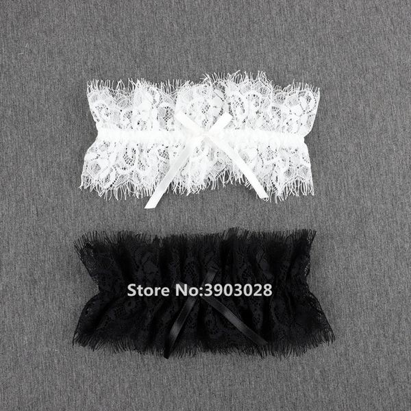 

women eyelashes lace choker collar garter belt bridal wedding girl elastic garter with ribbon bow neck leg ring roleplaying, Black;white