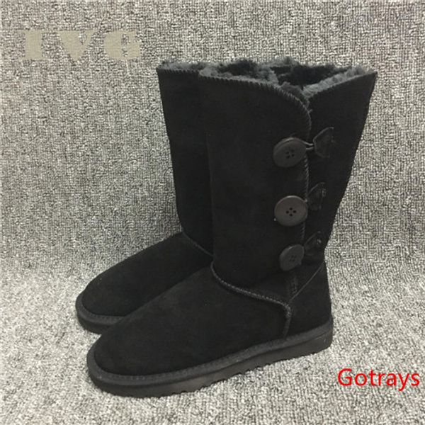 

designer boots women snow boots 3-button classic style cow suede leather waterproof winter knee-high long boots brand ivg