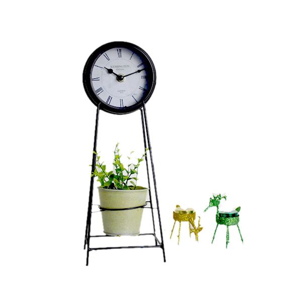 

european wrought iron clock black antique crafts clock with simulation plant practical living room kitchen balcony decor gifts