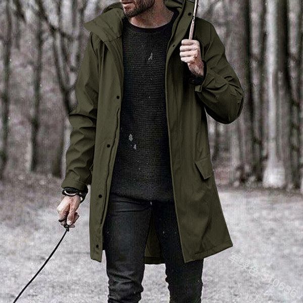 

puimentiua 2019 men's coat fashion long winter jacket casual outerwear solid color overcoat trench clothes male windbreaker coat, Black;brown