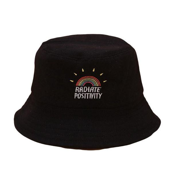

new spring big wide brim hats for women fashion women rainbow print canvas foldable outdoors bucket hat sun hat cap #yl10, Blue;gray