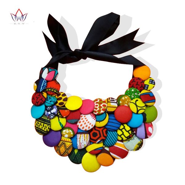 

2019 ankara african multi strand color button necklaces & pendants for women choker statement necklace for gift wya055, Golden;silver