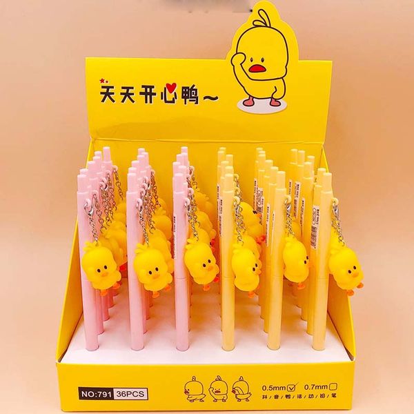 

36 pcs/lot duck pendant mechanical pencil cute 0.5 mm automatic drawing pen school writing supplies stationery gift, Blue;orange