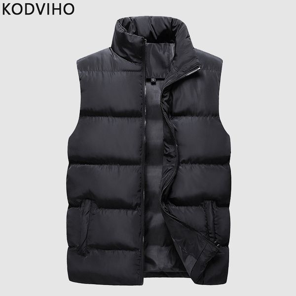 

autumn winter mens parka vest solid casual sleeveless jacket cotton padded waist coat lightweight bodywarmer new brand clothing, Black;white