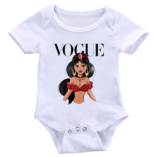

2019 высокое качество summer infant ромпер vogue принцесса печати мальчики девочки комбинезоны комбинезоны детская одежда, White