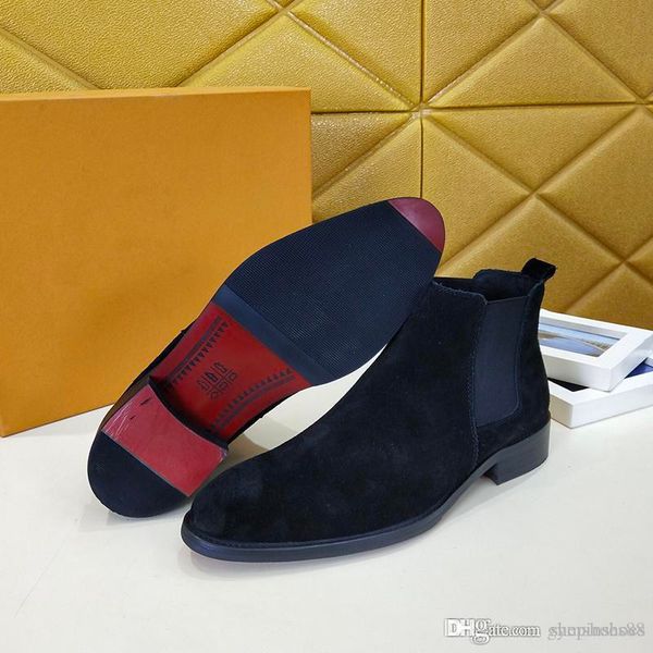 

men's shoes fashion designer boots suede leather comfortable and breathable leisure ankle boots for men with original box, Black