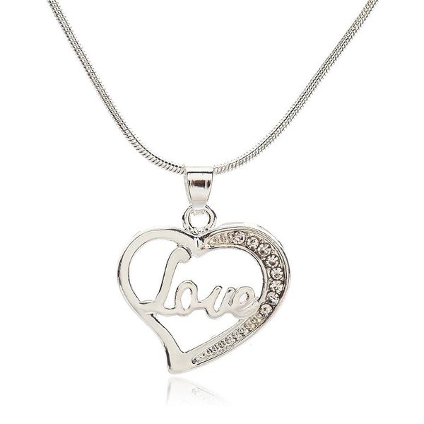 

love necklace silver plated pendant necklace wedding jewelry lovely heart necklace