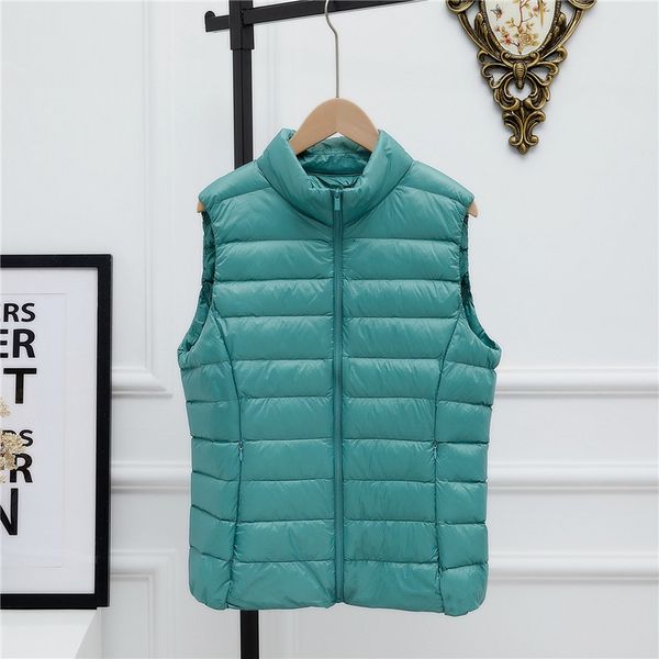 

2019 sleeveless women down jackets winter ultralight 50% white duck down vest coat slim parkas windproof warm waistcoat, Black