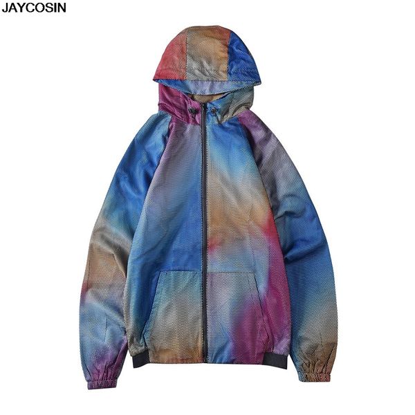 

klv jackets mens outdoor casual printed long-sleeved hooded zipper windbreaker coat sweater patchwork pockets 2020 new sale, Black;brown