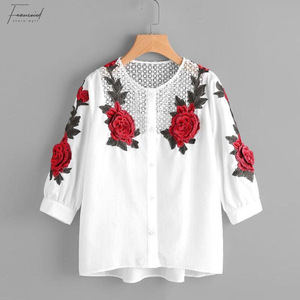 

women blouse women clothes 2019 embroidered lace blouse women autumn hollow out white shirts lady long sleeve rose floral blusas female