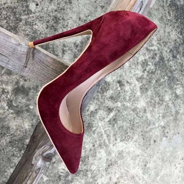 

2019 women wedding lady red suede leather poined toes high heeled heels shoes stiletto shoes pump 12cm 10cm