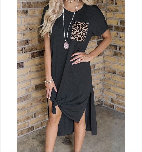 

2020 new summer women dresses fashion panelled women casual streetwear dresses ladies holiday t shirt dress, Black;gray